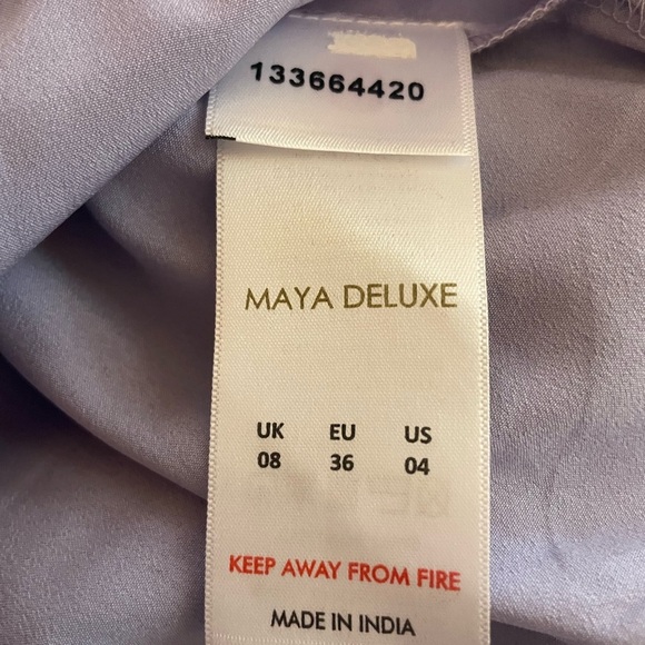 Maya Delux Mini Dress Size 4 Lilac Sequined Pink Lilies Flutter Sleeves Beaded - Picture 10 of 11